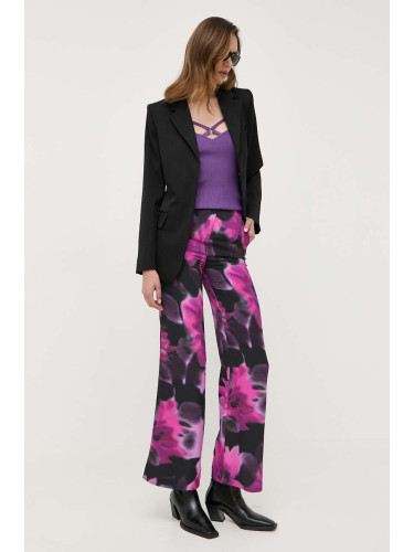 Панталон Morgan в лилаво с широка каройка, с висока талия