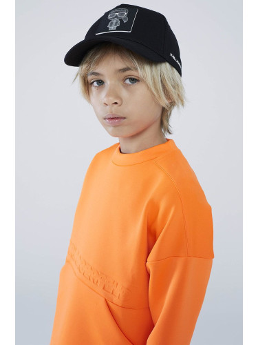 Детски суичър Karl Lagerfeld в оранжево с изчистен дизайн