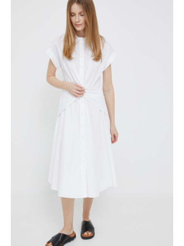 Рокля Lauren Ralph Lauren в бяло среднодълъг модел разкроен модел