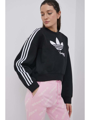 Суичър adidas Originals Adicolor HC4622 дамски в черно с принт