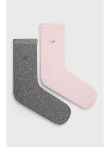 Чорапи Calvin Klein (2 чифта) дамски в розово