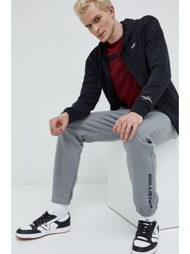 Спортен панталон Hollister Co. в сиво с изчистен дизайн