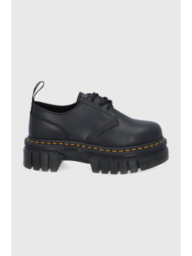 Половинки обувки Dr. Martens Audrick 3-Eye Shoe дамски в черно с равна подметка DM27147001