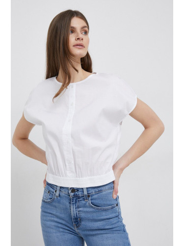 Блуза Dkny в бяло с изчистен дизайн