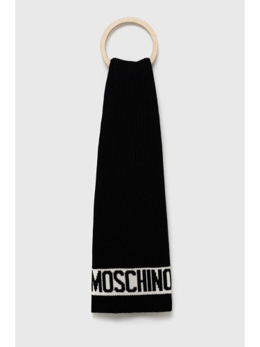 Шал Moschino мъжки в черно с изчистен дизайн