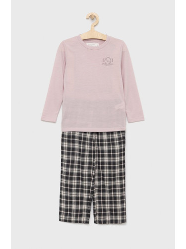 Детска пижама Abercrombie & Fitch в розово с изчистен дизайн