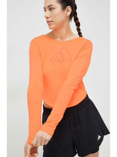 Спортна блуза с дълги ръкави adidas Performance Hyperbright в оранжево