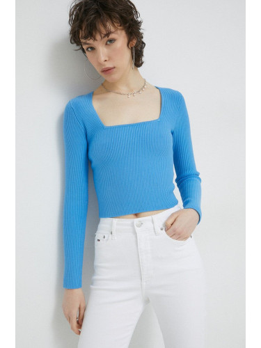 Пуловер Abercrombie & Fitch в синьо