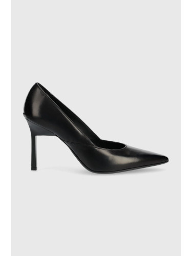 Кожени обувки с висок ток Calvin Klein HW0HW01346 GEO STILETTO PUMP 90 в черно