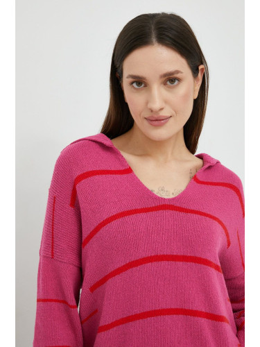 Пуловер United Colors of Benetton дамски в розово от лека материя
