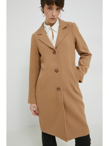 Палто с вълна Abercrombie & Fitch в кафяво с преходна изолация