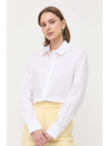 Риза Liviana Conti дамска в бяло със стандартна кройка с класическа яка