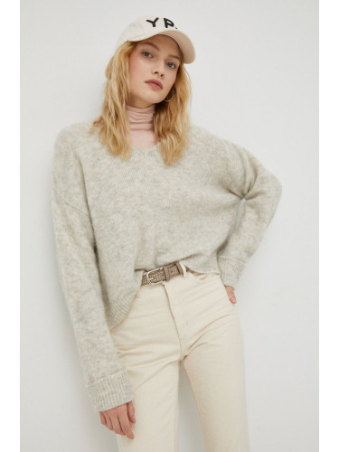 Пуловер с вълна American Vintage дамски в сиво