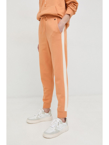 Памучен спортен панталон Weekend Max Mara в оранжево с десен