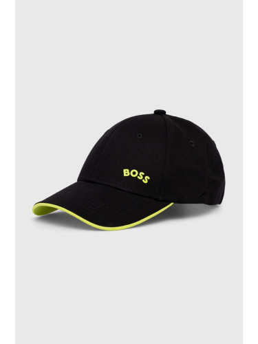 Памучна шапка с козирка BOSS BOSS GREEN в черно с принт