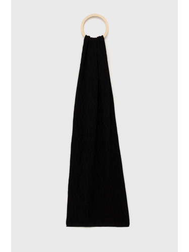 Памучен шал Armani Exchange в черно с изчистен дизайн