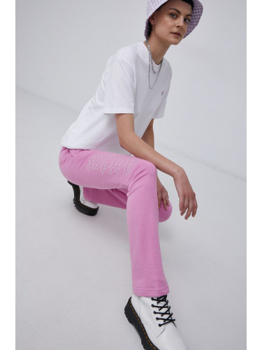 Панталон adidas Originals HF6771 дамски в розово с апликация