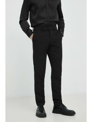 Панталони Bruuns Bazaar Karlsus Basic Pants в черно с кройка по тялото