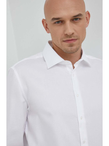 Памучна риза Seidensticker мъжка в бяло с кройка по тялото класическа яка 01.693650