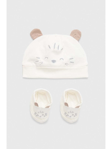 Бебешка шапка и буйки OVS в бяло от памук