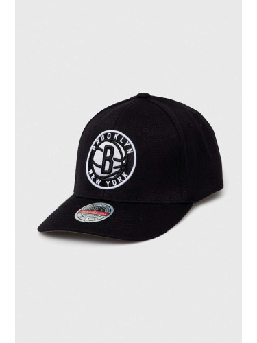 Шапка с козирка с вълна Mitchell&Ness Brooklyn Nets в черно с апликация