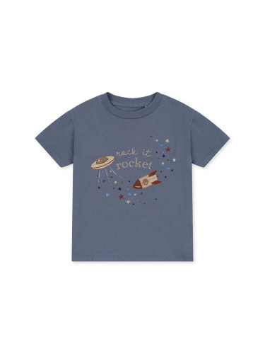 Детска памучна тениска Konges Sløjd в синьо с принт