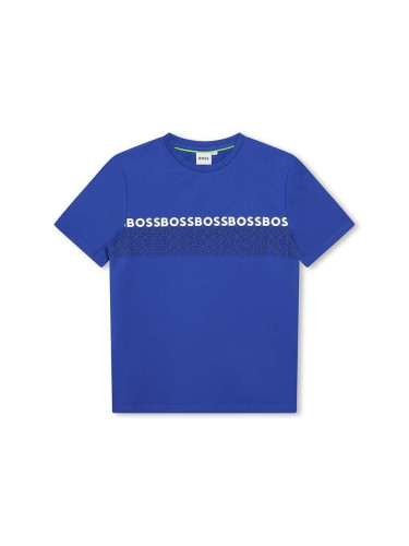 Детска тениска BOSS в синьо с принт