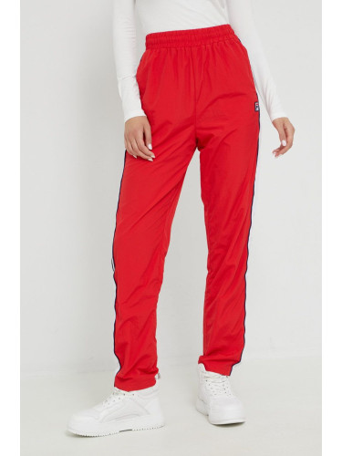 Спортен панталон Fila в червено с десен