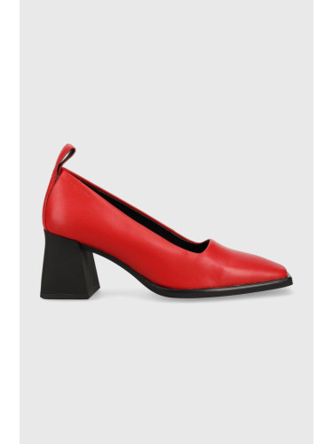 Кожени обувки с дебел ток Vagabond Shoemakers HEDDA в червено с висок ток 5303.101.47