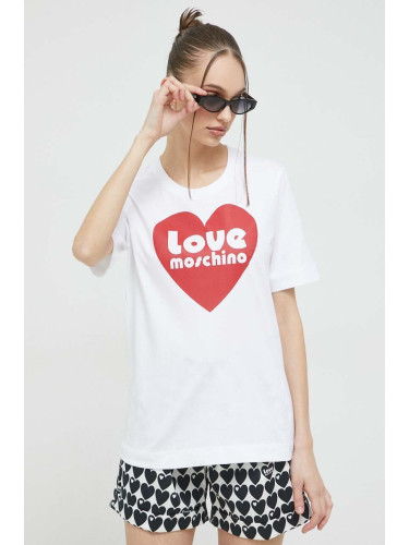 Памучна тениска Love Moschino в бяло