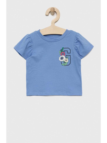 Детска памучна тениска GAP в синьо