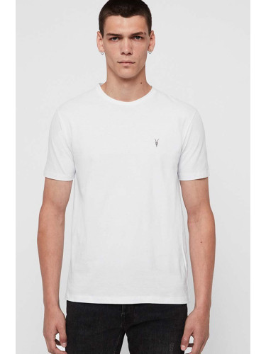 Памучна тениска AllSaints в бяло с изчистен дизайн