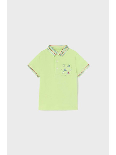 Детска тениска с яка Mayoral в зелено с принт