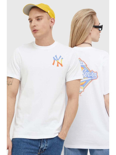Памучна тениска 47 brand MLB New York Yankees в бяло с принт