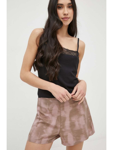 Късо долнище на пижама Calvin Klein Underwear дамско в бежово
