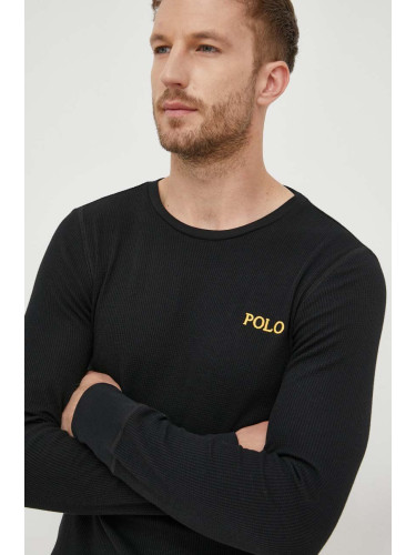 Блуза с дълги ръкави Polo Ralph Lauren мъжки в черно с изчистен дизайн