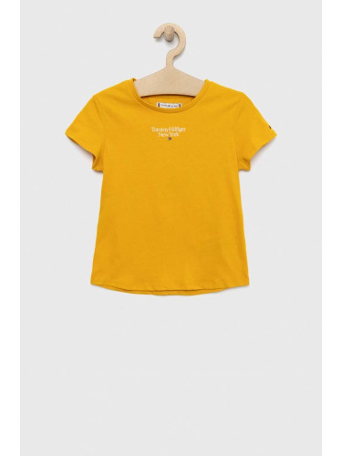 Детска памучна тениска Tommy Hilfiger в жълто
