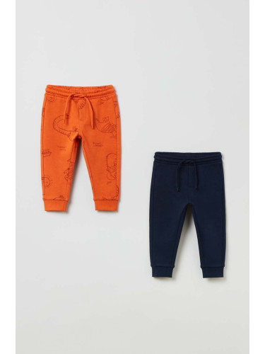 Детски памучен спортен панталон OVS в оранжево с десен