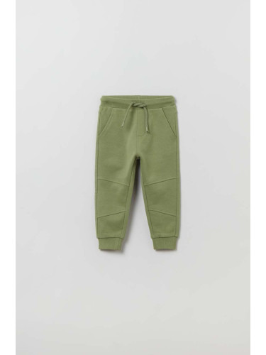 Бебешки памучен спортен панталон OVS в зелено с изчистен дизайн