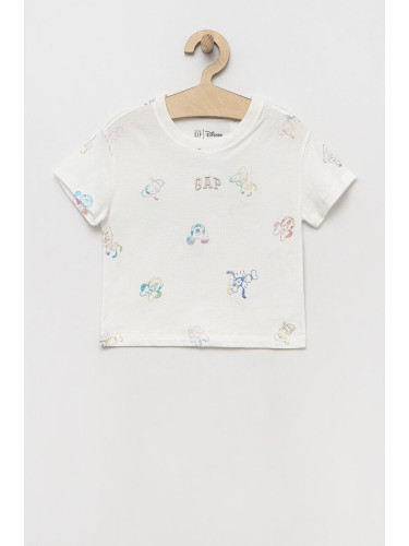 Детска памучна тениска GAP x Disney в бяло