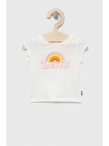 Бебешка памучна тениска Levi's в бяло