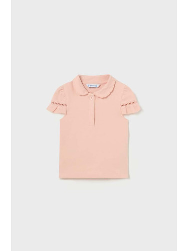 Бебешка тениска Mayoral в розово с яка тип peter pan
