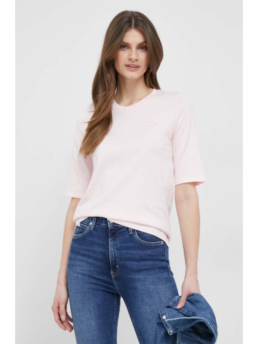 Памучна тениска Lacoste в розово
