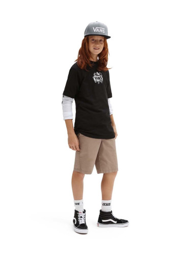 Детска памучна тениска Vans BONE YARD SS Black в черно с принт