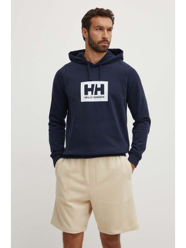 Памучен суичър Helly Hansen в тъмносиньо с принт 62981 53289