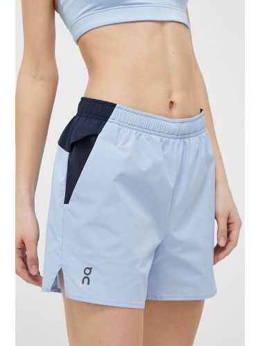 Къс панталон за бягане On-running Essential в синьо с изчистен дизайн с висока талия
