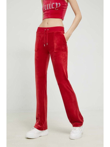 Спортен панталон Juicy Couture Del Ray в червено с изчистен дизайн