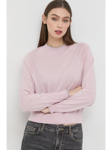 Вълнен пуловер Emporio Armani дамски в лилаво от лека материя