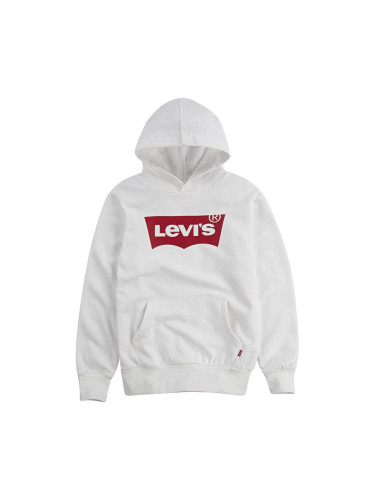 Детски суичър Levi's в бяло с принт