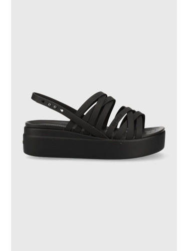 Сандали Crocs Brooklyn Strappy Low Wedge в черно с платформа 206751 206453